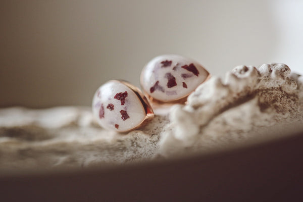 Solid gold drop stud earrings