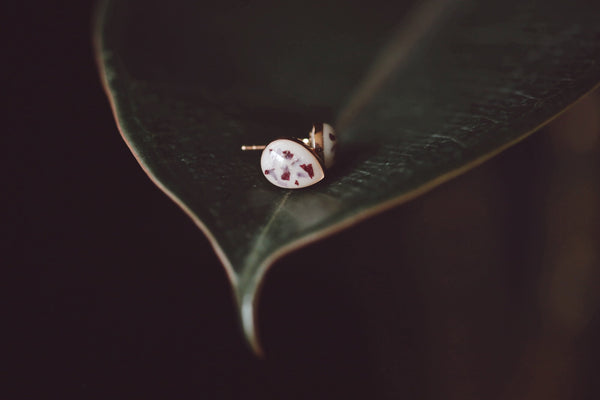 Solid gold drop stud earrings