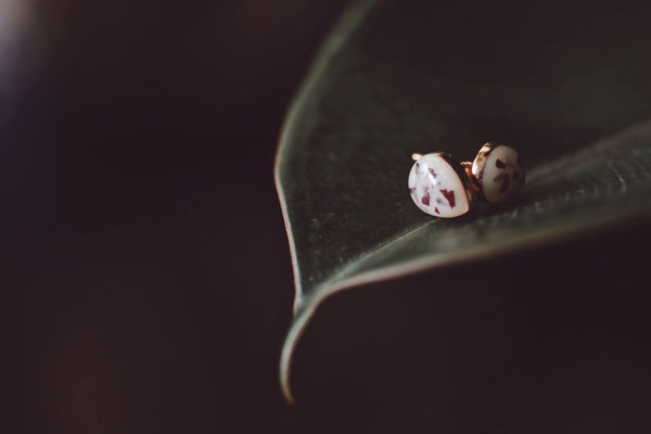 Solid gold drop stud earrings