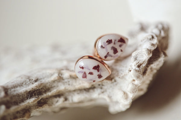 Solid gold drop stud earrings