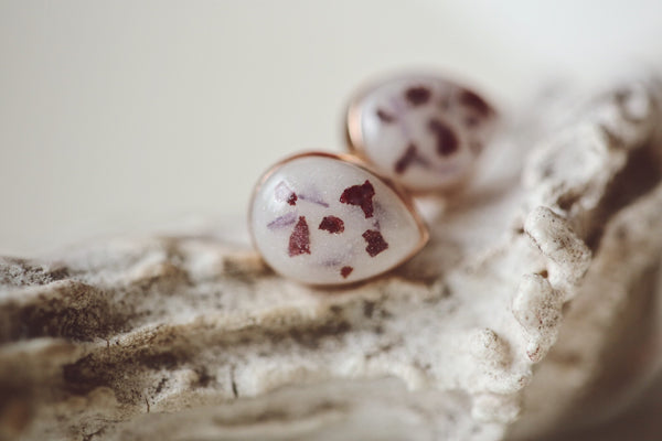 Solid gold drop stud earrings