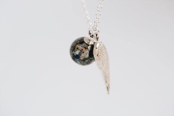 Pearl angel wing necklace