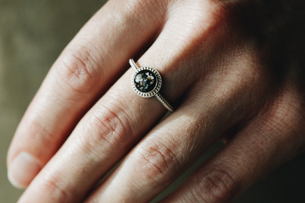 Round Beaded Halo Ring